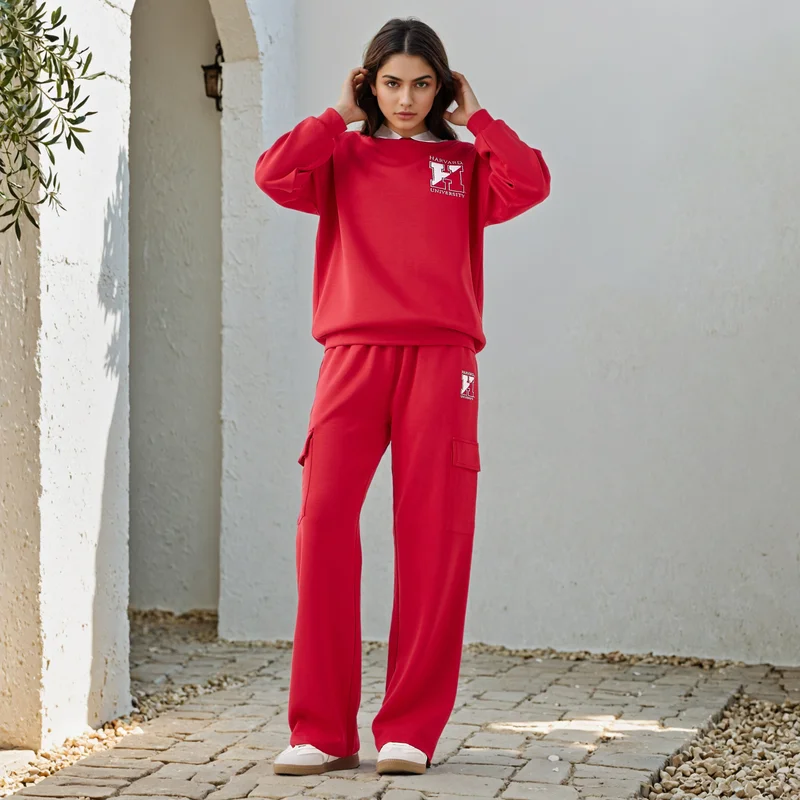 SP Characters Harvard Print Sweatshirt with Contrast Collar