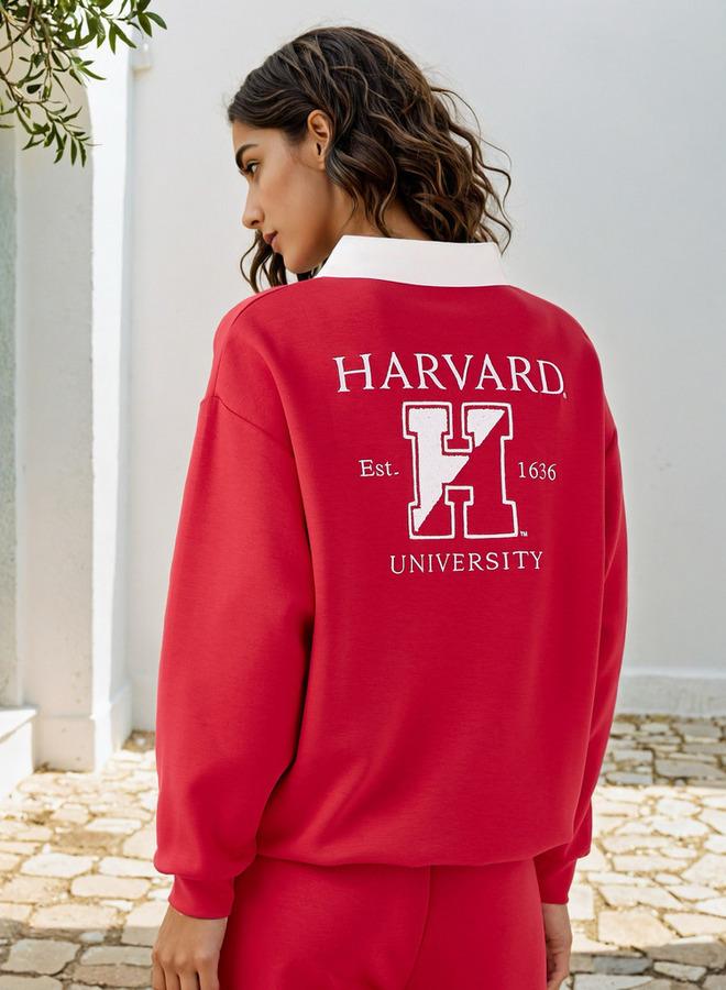 SP Characters Harvard Print Sweatshirt with Contrast Collar - Image 3