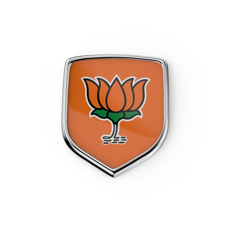 GFX Bhartiya Janta Party (BJP) Sticker (12X9X3cm), 3D Chrome Finish Badge for Car, Bike and Truck - All Four Wheeler Exterior Waterproof Self-Adhesive Sticker, Made Vinyl - Image 1