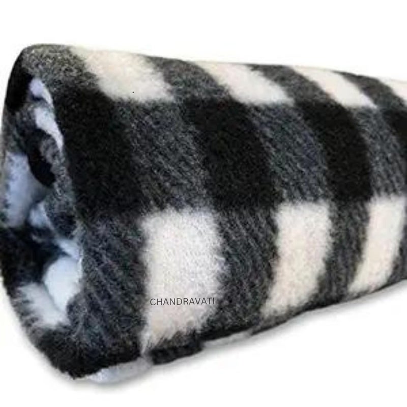 CHANDRAVATI Black and White Acrylic Wool Blankets, Warm and Soft, Full-Length, Check-Design Single Bed Blanket [ 200 cm x 130 cm] (10) - Image 5