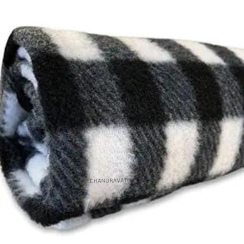 CHANDRAVATI Black and White Acrylic Wool Blankets, Warm and Soft, Full-Length, Check-Design Single Bed Blanket [ 200 cm x 130 cm] (10) - Image 1