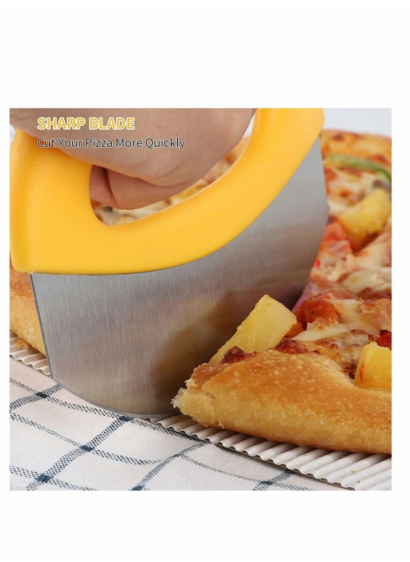 SYOSI Premium Pizza Cutter, Stainless Steel Pizza Cutter, Food Chopper, Super Sharp Blade Rocker Slicer with Protective Sheath Multi Function Pizza Knife Kitchen Tools, Dishwasher Safe  - Image 4