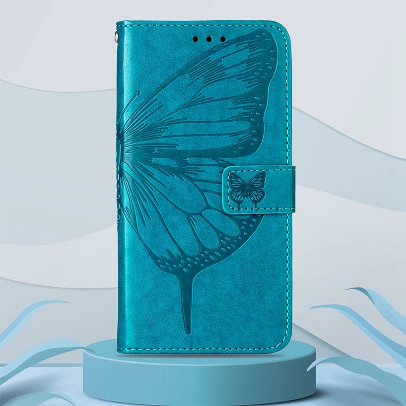 BURAQ Case Cover For Infinix Note 11i Embossed Butterfly Leather Phone Case(Blue) - Image 2