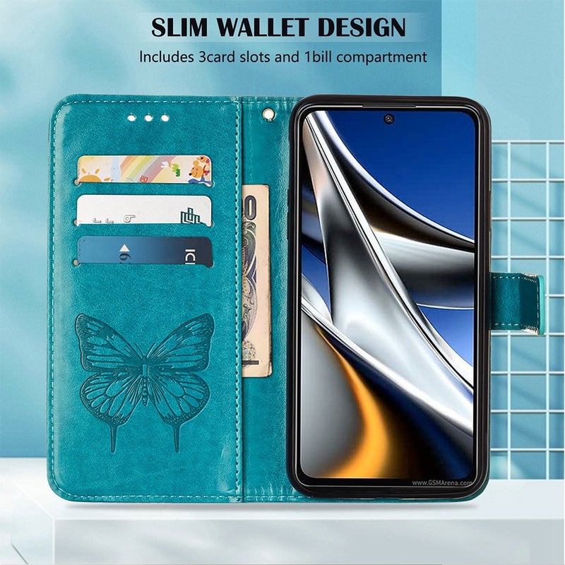 BURAQ Case Cover For Infinix Note 11i Embossed Butterfly Leather Phone Case(Blue) - Image 4