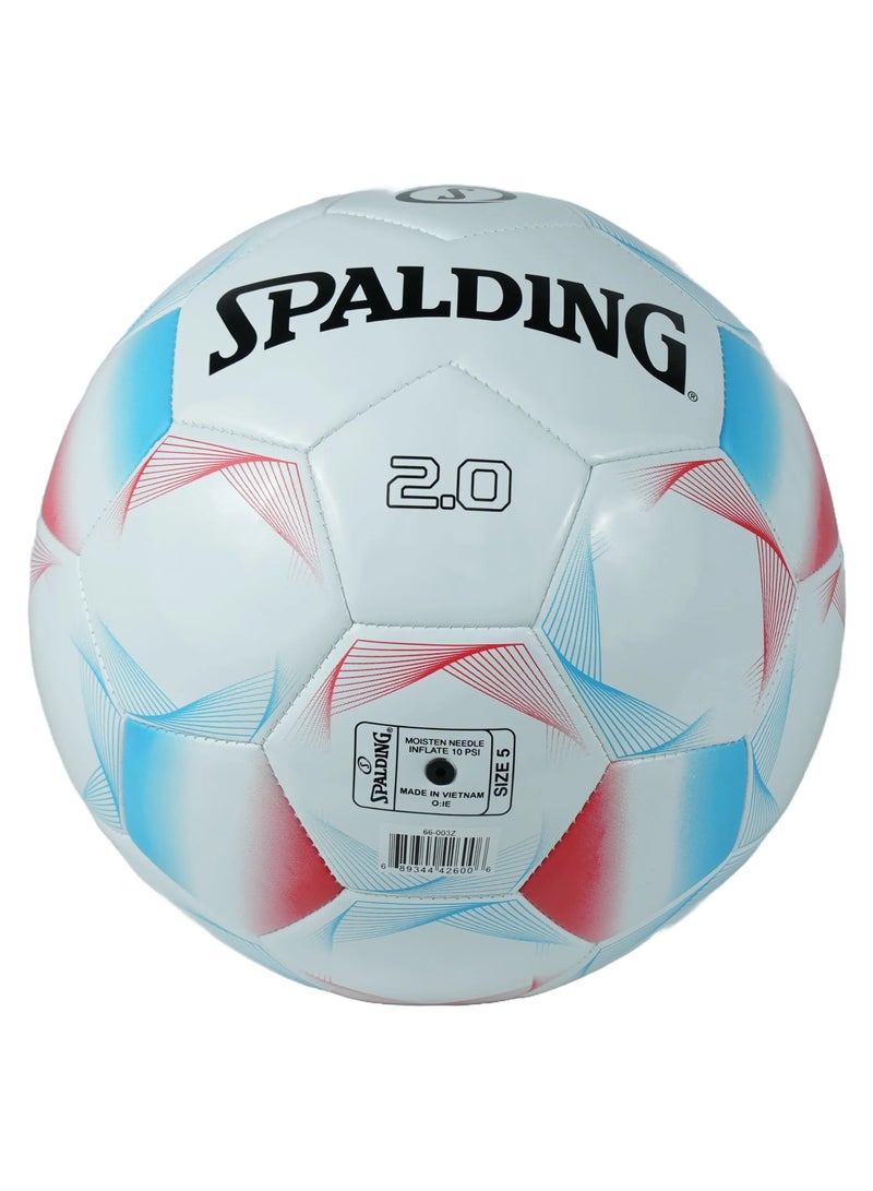 SPALDING 2.0 Soccer Ball – Size 5, Rainbow / White