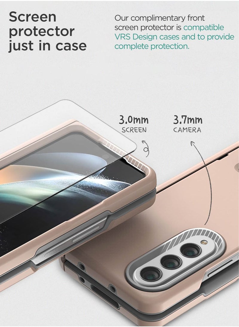 VRS Design Terra Guard Modern [Hinge Protection] Samsung Galaxy Z Fold 4 Case Cover (2022) with Front Screen Protector - Pink Sand  - Image 2
