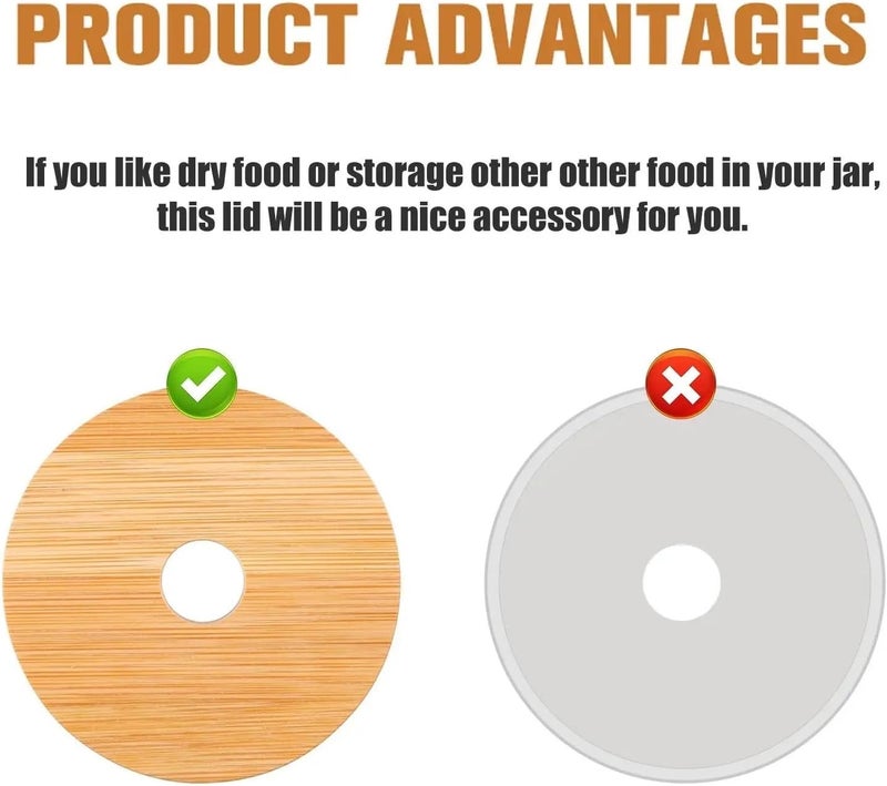 Bamboo Jar Lids 10pcs Bamboo Cover for Glass Lid, Jar Sealing Bottle Cap For Yogurt Glass Jars - Image 3