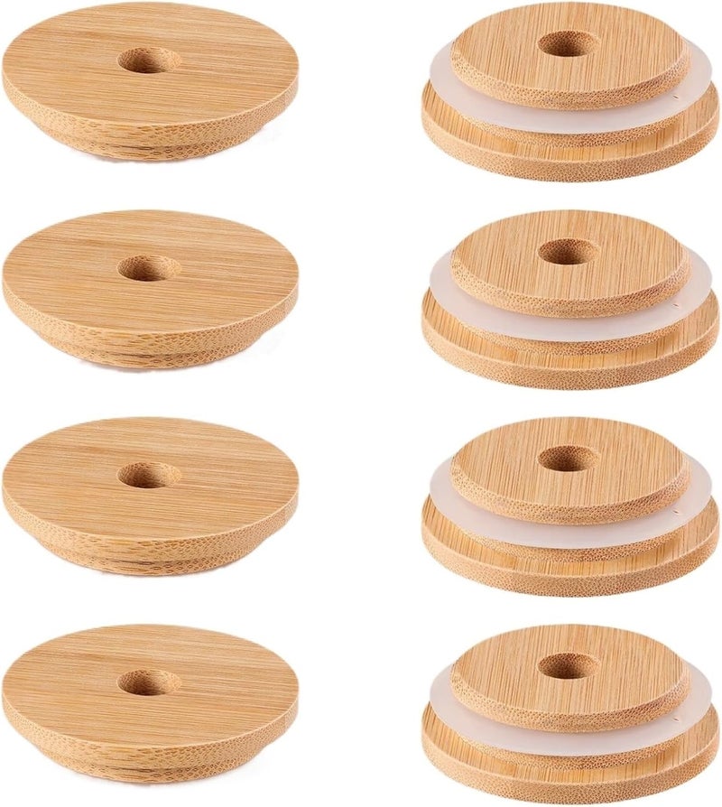 Bamboo Jar Lids 10pcs Bamboo Cover for Glass Lid, Jar Sealing Bottle Cap For Yogurt Glass Jars - Image 1