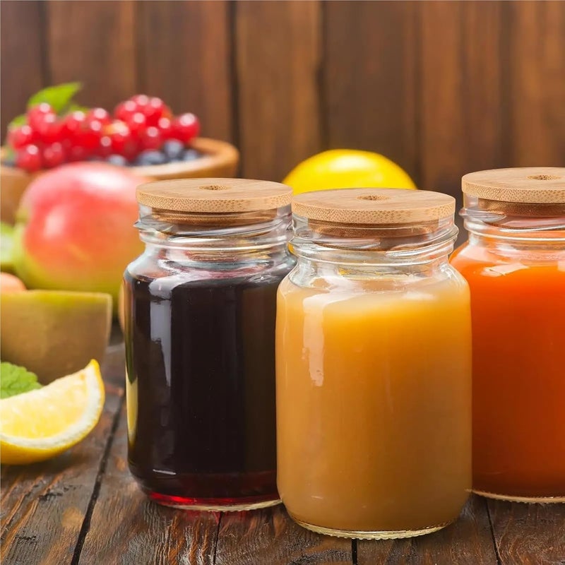 Bamboo Jar Lids 10pcs Bamboo Cover for Glass Lid, Jar Sealing Bottle Cap For Yogurt Glass Jars - Image 4