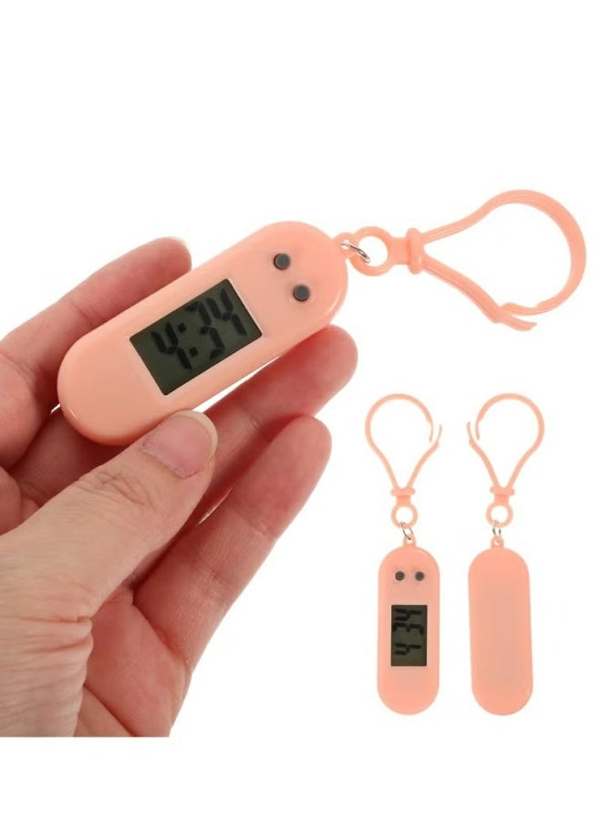 4 Pieces Keychain Pocket Watch - Mini Key Ring Digital Watch, Suitable for Children Student Exam Oval Small Wall Watch Creative Silent Exam Digital Electronic Watch - Image 4