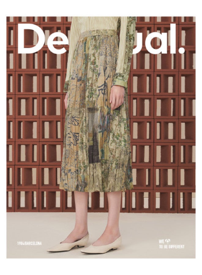 DESIGUAL asymmetrical Pleated Patchwork Print Waist-cinching Midi Skirt - Image 1