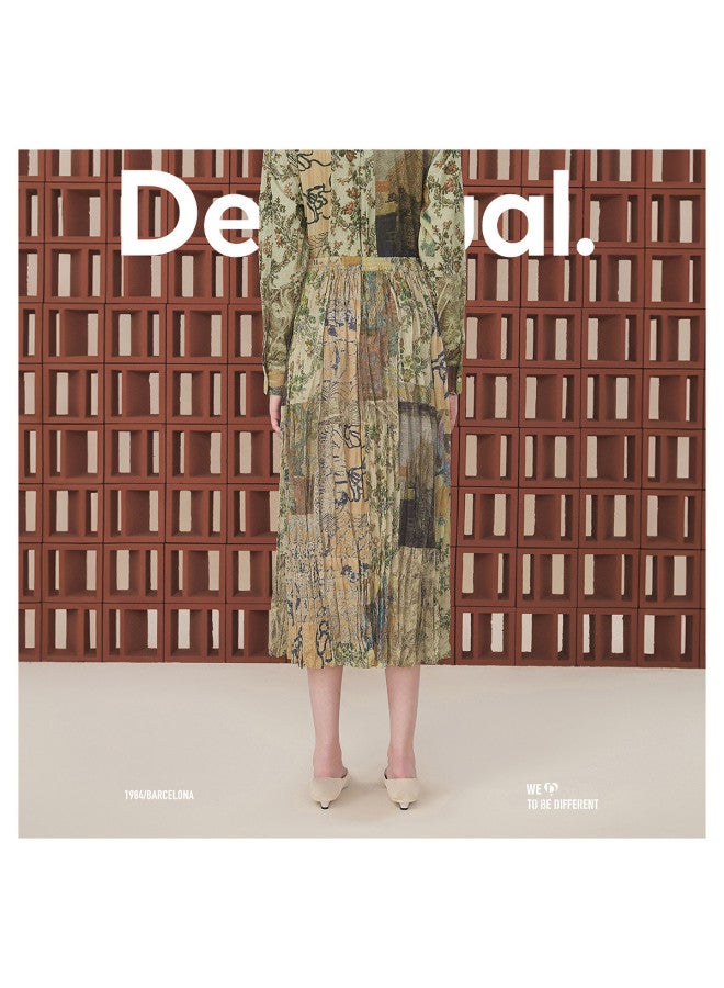 DESIGUAL asymmetrical Pleated Patchwork Print Waist-cinching Midi Skirt - Image 5
