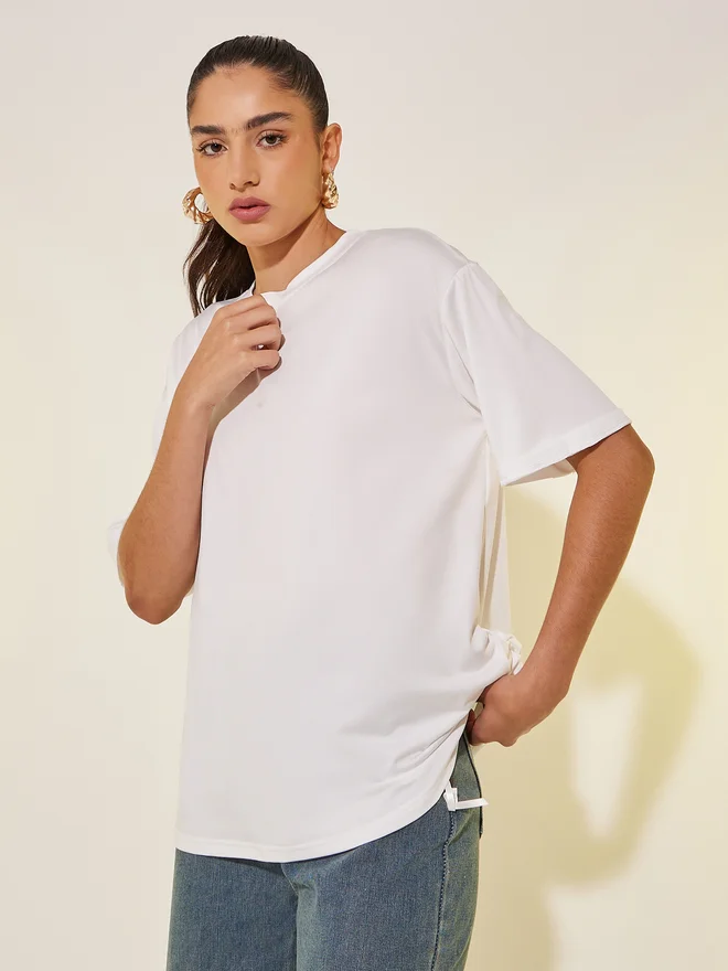 Styli Styli Round Neck Back Graphic Print T-Shirt