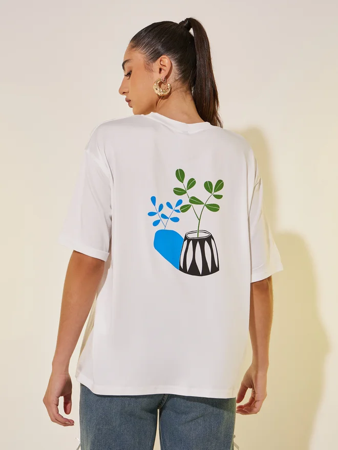 Styli Styli Round Neck Back Graphic Print T-Shirt