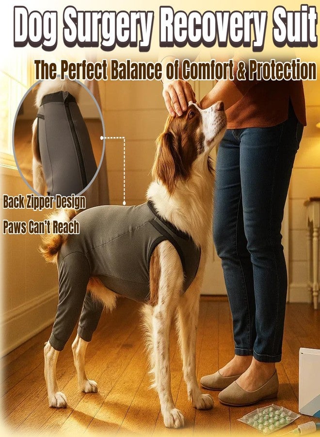T'CHAQUE Dog Surgery Suit for Dogs After Surgery, Dog Onesie for Spay Surgery Female, Anti Licking Rear Leg Sleeve, Bodysuit for Abdominal Wounds Skin Disease,Substitute E-Collar & Cone, Gray, XL - Image 2