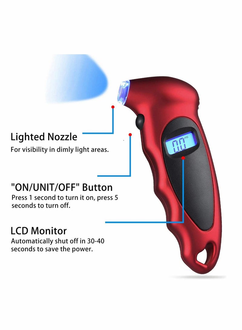 Digital Tyre Pressure Gauge Accurate 150 PSI 4 Ranges with Backlight LCD Display and Non Slip Grip Tyre Pressure Checker for Cars Bikes Motorcycles (Not compatible with Presta valves) - Image 5