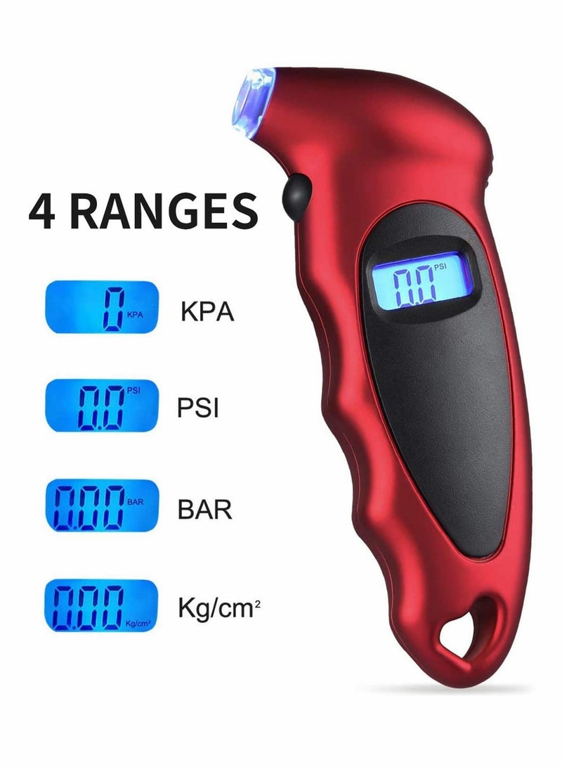 Digital Tyre Pressure Gauge Accurate 150 PSI 4 Ranges with Backlight LCD Display and Non Slip Grip Tyre Pressure Checker for Cars Bikes Motorcycles (Not compatible with Presta valves) - Image 2
