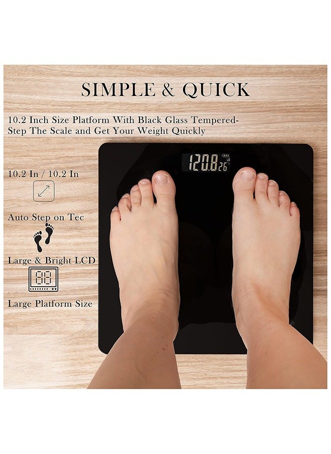 Hihonor - Digital Body Weight Bathroom Scale Smart Scale Step-on Technology with Easy Read LCD, Up to 400 Pounds Perfect Digital Home Scale,10 Inch Black Highly Accurate Scale for Body Weight - Image 1