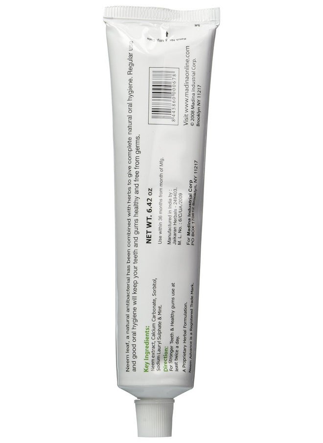 Madina - Adina 100% Vegetable Base Neem Advance Toothpaste 6.42Oz With Mint - Image 1