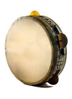 Generic Oriental Vintage Wooden Riq Rik Req Set of 3 Reks Parchment Tambourine Souvenir Handmade with Rawhide Drumhead & Jingles - 3 Pcs  - Image 2