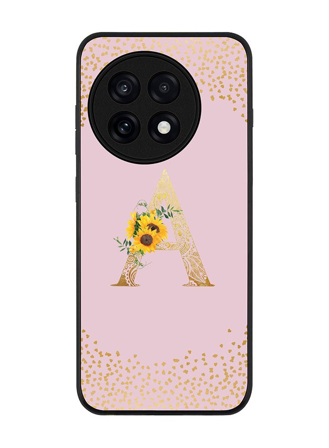 Stylizedd For OnePlus 13R / Ace 5 Pro Case,Slim fit Camera Protection, Shockproof Thin Phone cover  - Custom Floral Monogram - A  (Pink )