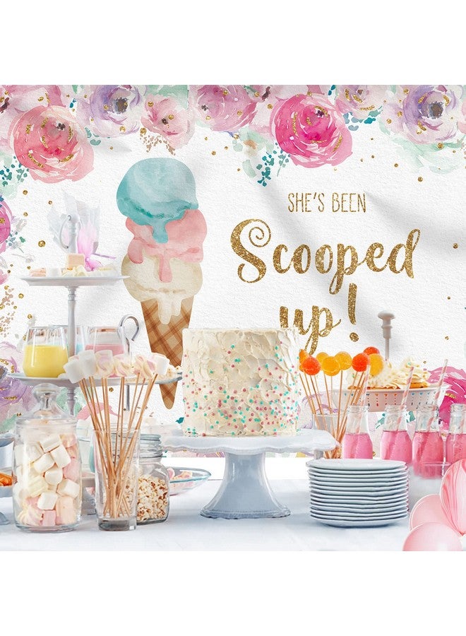 Rsuuinu She'S Been Scooped Up Backdrop Ice Cream Bridal Shower Party Pink Flowers Summer Photography Background Supplies Decorations Gift Floral Cake Table Banner Photo Booth Studio Props 7X5Ft  - Image 5