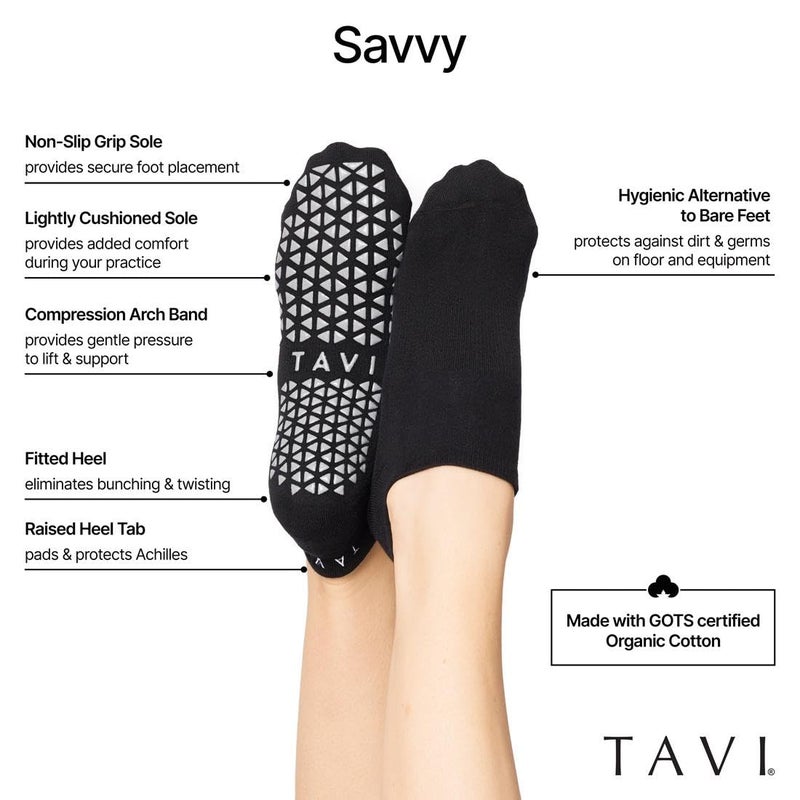 TAVI Savvy Pilates Socks - Non-slip Grip Socks for Women for Yoga, Barre, Dance, Lagree and Fitness Clothing with Grippy Sole, Heel Tab and Arch Support - Haze, Medium - Image 3