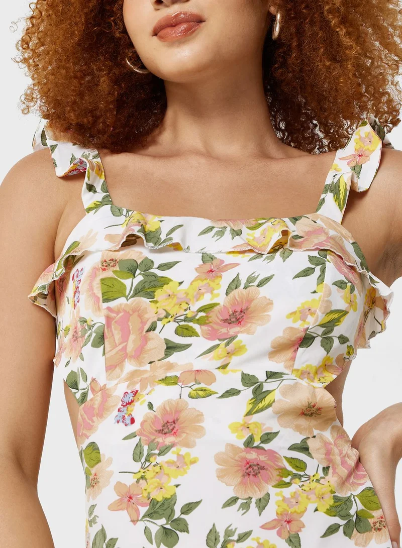 Ginger Cutout Back Printed Dress