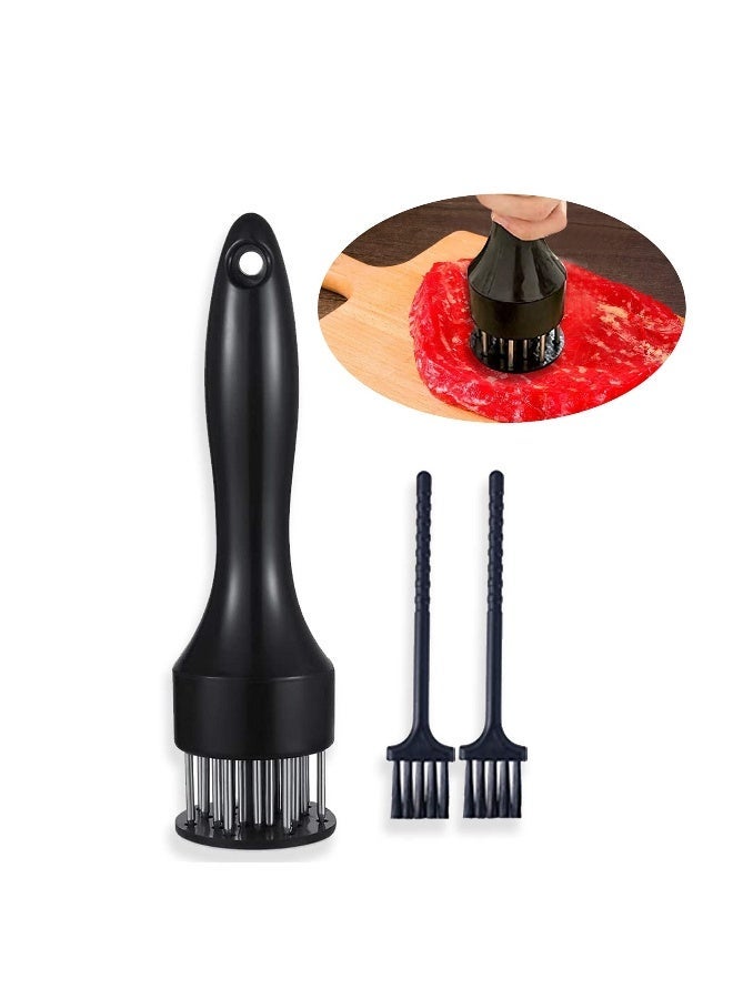 Meat Tenderizer Tool Profession Kitchen Gadgets 21 Blades Stainless Steel Needle Meat Mallet with Cleaning Brush for BBQ, Marinade, Tenderizing Beef, Chicken, Fish, Baking Cooking Set