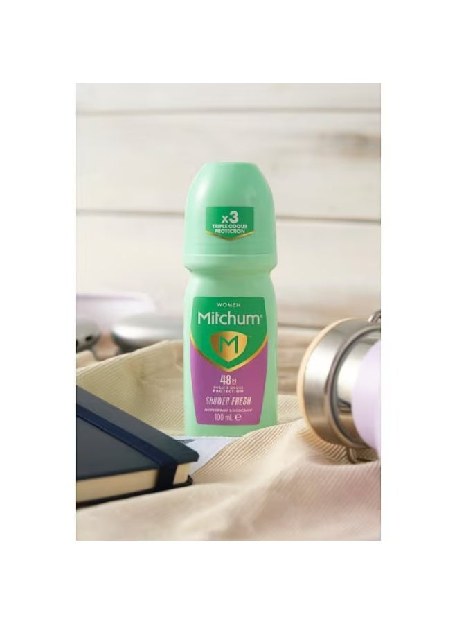 ميتشوم مزيل عرق ومضاد للتعرق رول أون للنساء من شاور فريش، حماية تدوم 48 ساعة، 100 مل