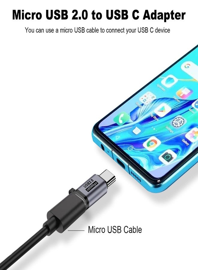 AreMe Micro USB 2.0 to USB C Adapter (4 Pack), Micro USB Female to USB Type C Male Converter Connector Support Charge Data Sync for Galaxy Type-C Phones, Tablets and More (Grey) - Image 2