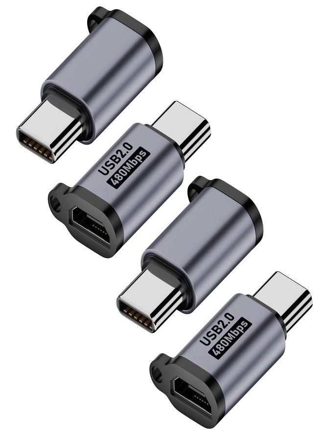 AreMe Micro USB 2.0 to USB C Adapter (4 Pack), Micro USB Female to USB Type C Male Converter Connector Support Charge Data Sync for Galaxy Type-C Phones, Tablets and More (Grey) - Image 1