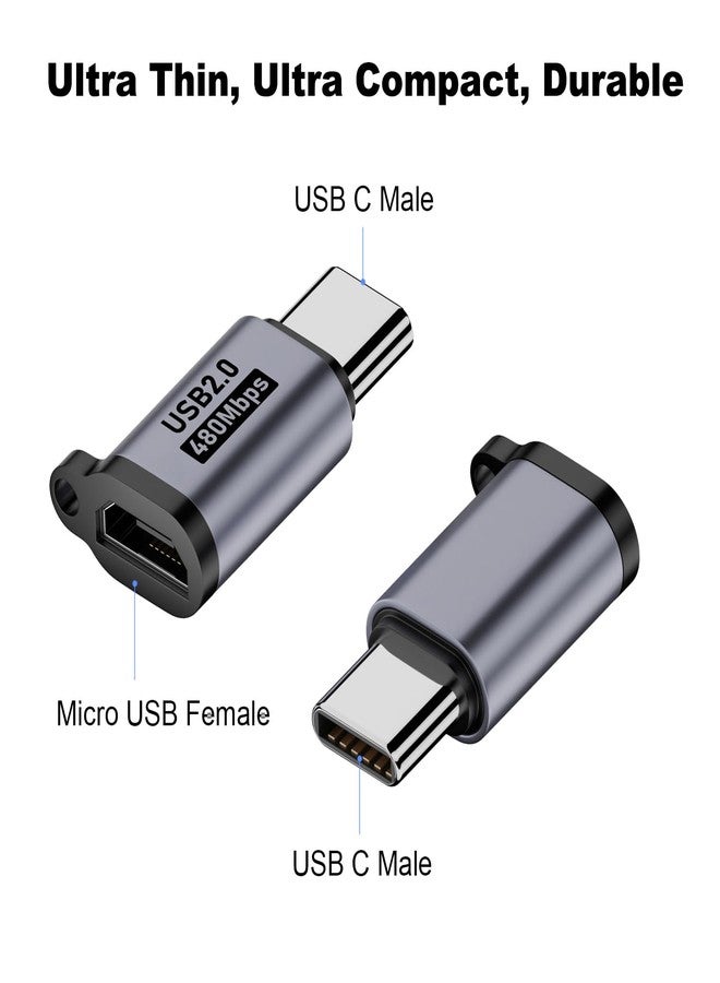 AreMe Micro USB 2.0 to USB C Adapter (4 Pack), Micro USB Female to USB Type C Male Converter Connector Support Charge Data Sync for Galaxy Type-C Phones, Tablets and More (Grey) - Image 4