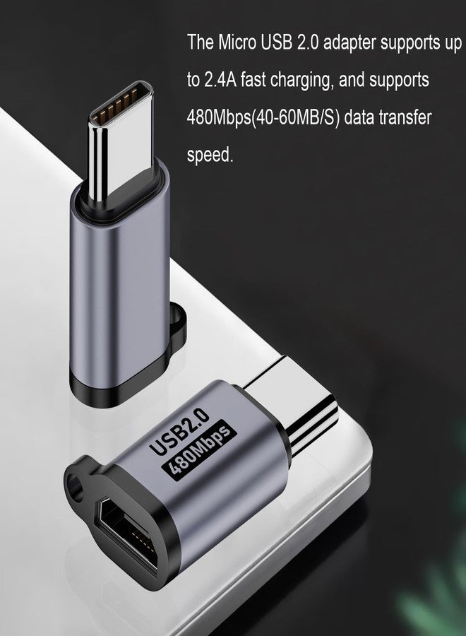 AreMe Micro USB 2.0 to USB C Adapter (4 Pack), Micro USB Female to USB Type C Male Converter Connector Support Charge Data Sync for Galaxy Type-C Phones, Tablets and More (Grey) - Image 3