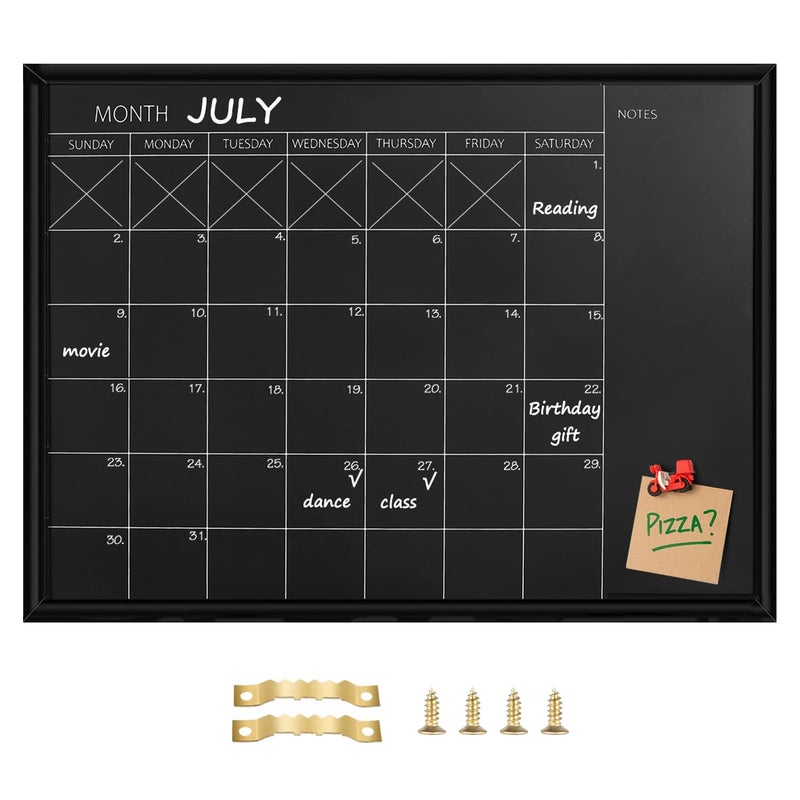 TORASO لوحة طباشيرية للتقويم من TORASO، مقاس 17.7 × 23.6 بوصة، سطح مغناطيسي، إطار أسود، لوحة طباشيرية للتخطيط، مذكرات الجدول الدراسي، لوحة معلقة للمكتب والمدرسة والمنزل (YLHB-BK-4560) - Image 1
