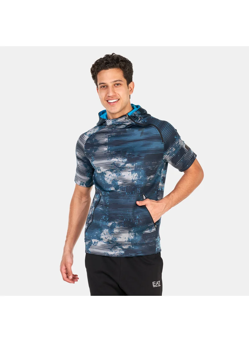 EA7 Emporio Armani Men's Vigor 7 Half Sleeve Hooded Sweatshirt
