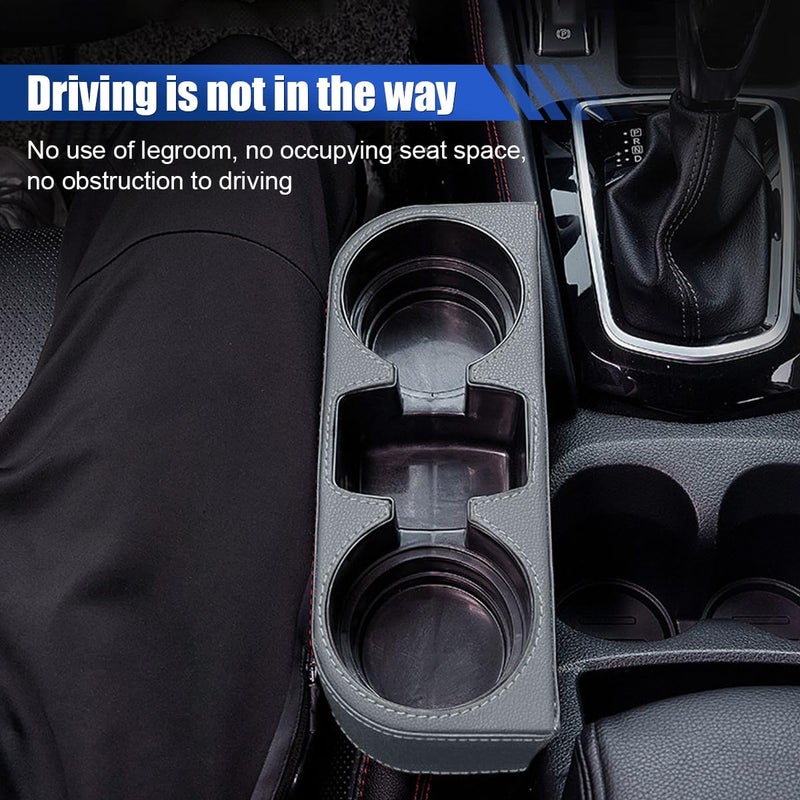 KITUREK Car Cup Holder, Auto Front Seat Organizer, Multifunctional Cup Drink Holders with PU Leather Cover, Gap Filler Storage Box Coin Bucket Console Side Pocket Cell Mobile Phone Holder (Gray) - Image 5