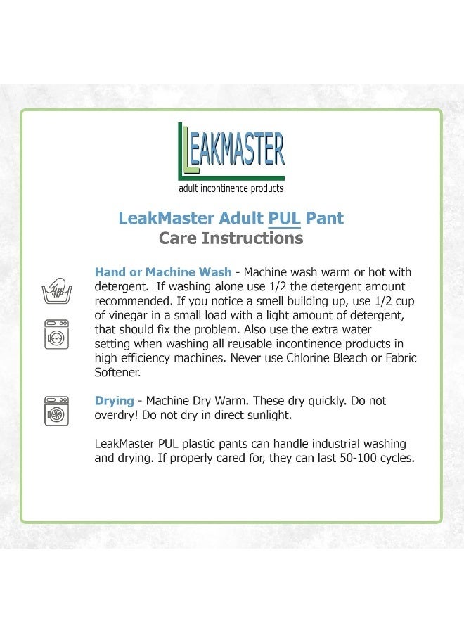 LeakMaster Adult PUL Waterproof Pants - Soft, Quiet, Breathable, Durable Adult Plastic Pants - Image 3