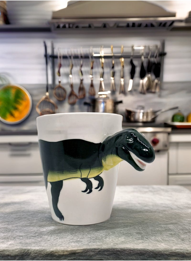 SOLARAE - Animals 3D Ceramic Dinosaur Character Design Coffee Mugs, Tea Cups, Funny Creative Ceramic Drinkware Milk Cups, Large Capacity 400ml. ( T-Rex ) - Image 1
