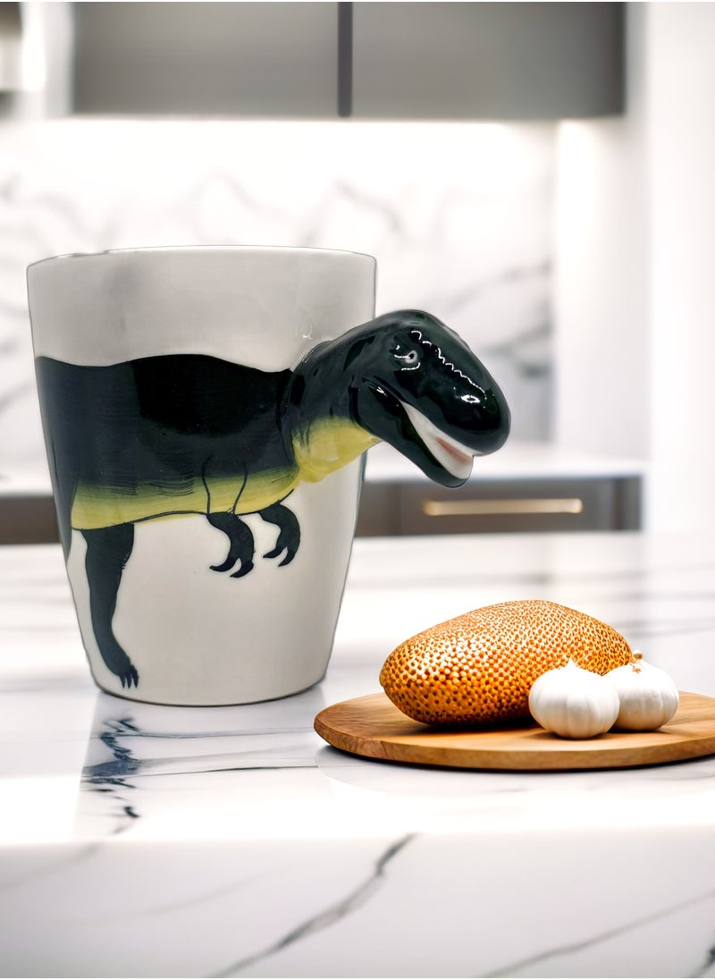 SOLARAE - Animals 3D Ceramic Dinosaur Character Design Coffee Mugs, Tea Cups, Funny Creative Ceramic Drinkware Milk Cups, Large Capacity 400ml. ( T-Rex ) - Image 1