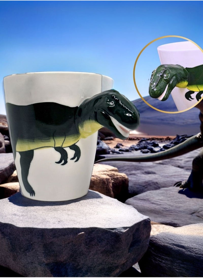 SOLARAE - Animals 3D Ceramic Dinosaur Character Design Coffee Mugs, Tea Cups, Funny Creative Ceramic Drinkware Milk Cups, Large Capacity 400ml. ( T-Rex ) - Image 1
