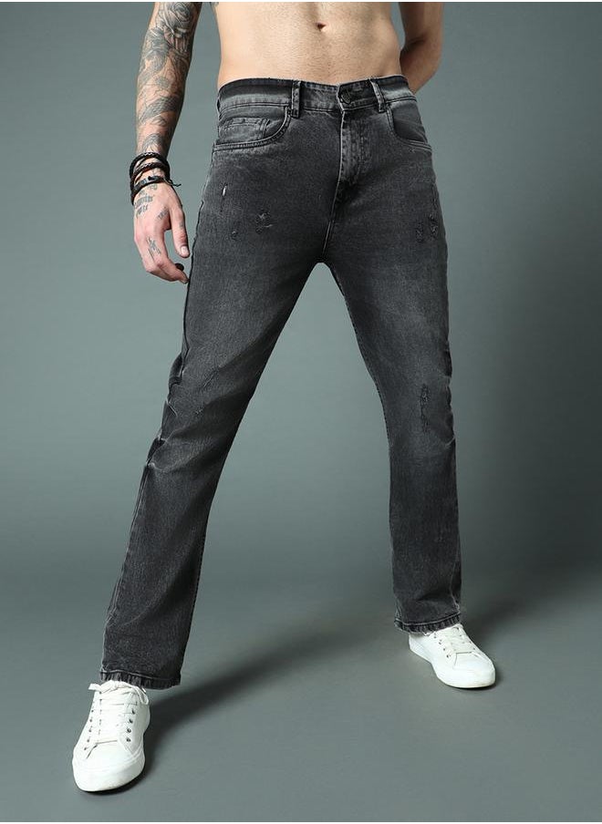 HIGH STAR - Mid Rise Regular Fit Faded Jeans by Styli - Image 1