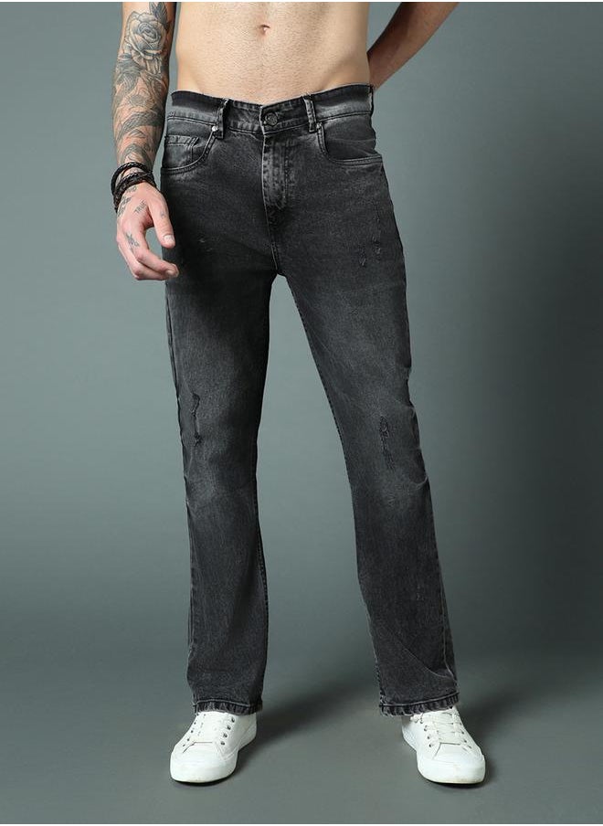 HIGH STAR - Mid Rise Regular Fit Faded Jeans by Styli - Image 1