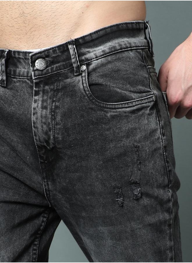 HIGH STAR - Mid Rise Regular Fit Faded Jeans by Styli - Image 1