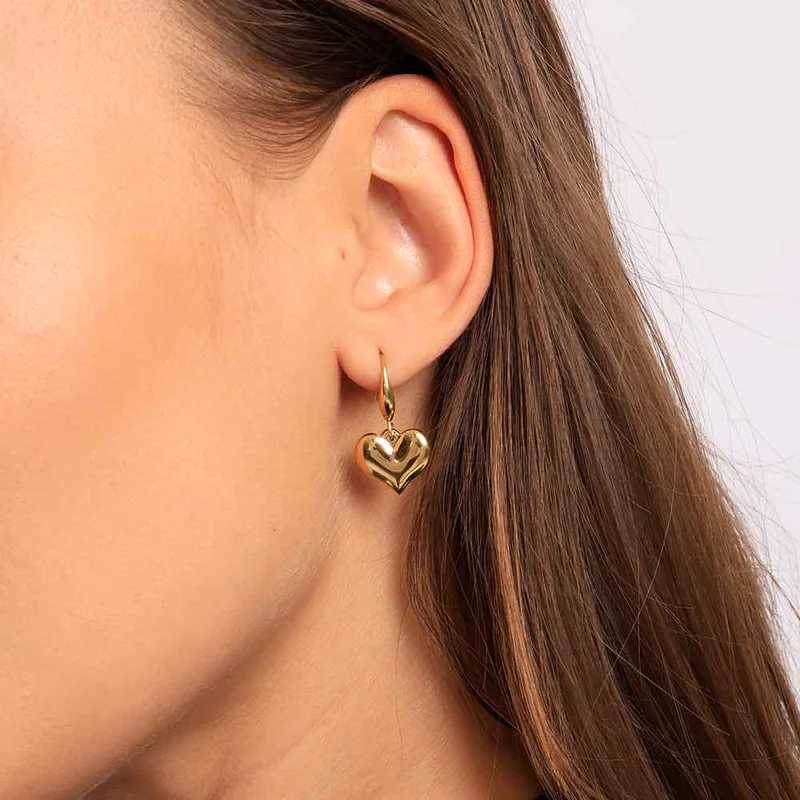 Palmonas  PALMONAS Dangling Heart Drop Earrings for Women | 18K Gold Plated, Waterproof & Anti-Tarnish for Women | Best Price UAE