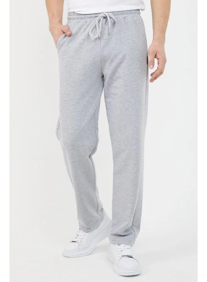 Mmetalic Gray Relaxed Fit Crew Neck Sweatshirt Straight Leg Men's Tracksuit Set.