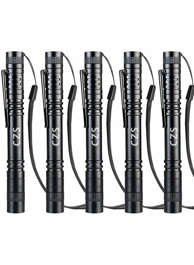 CZS LED Flashlight Penlight 1000 Lumens Battery-Powered Handheld Pen Light Pocket Torch Powered by 2AAA Battery,5 PCS (Battery Not Included) - Image 1