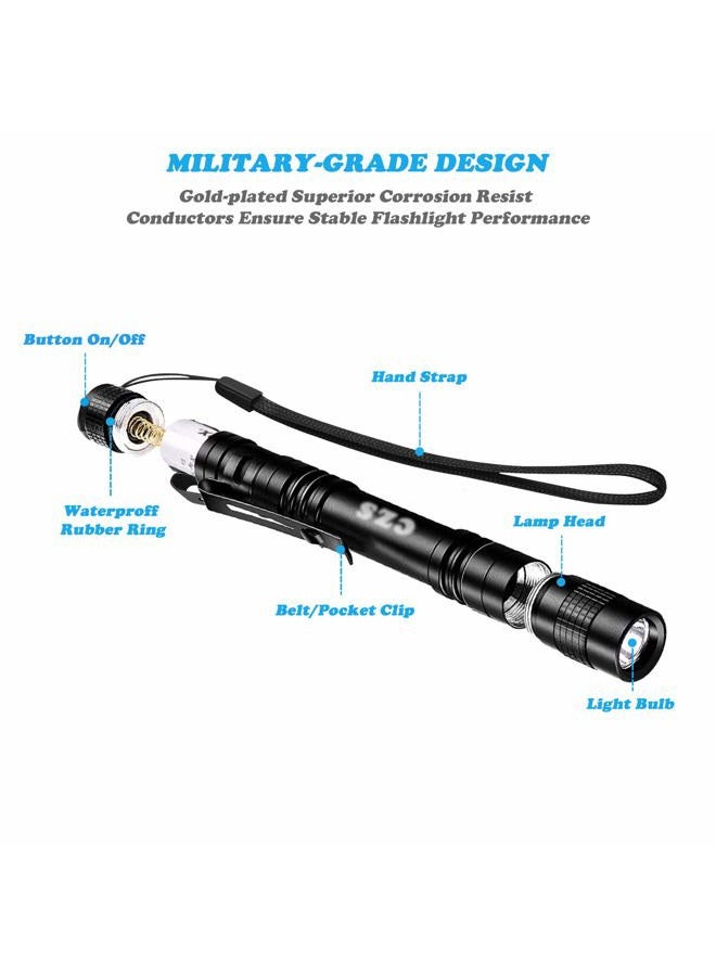 CZS LED Flashlight Penlight 1000 Lumens Battery-Powered Handheld Pen Light Pocket Torch Powered by 2AAA Battery,5 PCS (Battery Not Included) - Image 2