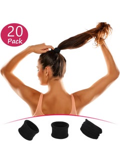 eBoot EBOOT 20 Pieces Large Cotton Stretch Hair Ties Bands Rope Ponytail Holders Headband for Thick Heavy or Curly Hair, 6.5 cm in Diameter (Black)  - Image 2