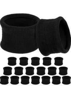 eBoot EBOOT 20 Pieces Large Cotton Stretch Hair Ties Bands Rope Ponytail Holders Headband for Thick Heavy or Curly Hair, 6.5 cm in Diameter (Black)  - Image 1